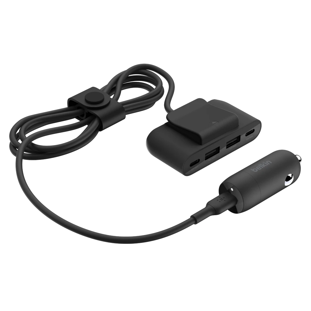 Belkin - 30W PD Car Charger with 4 Port Power Extender 2m - Black